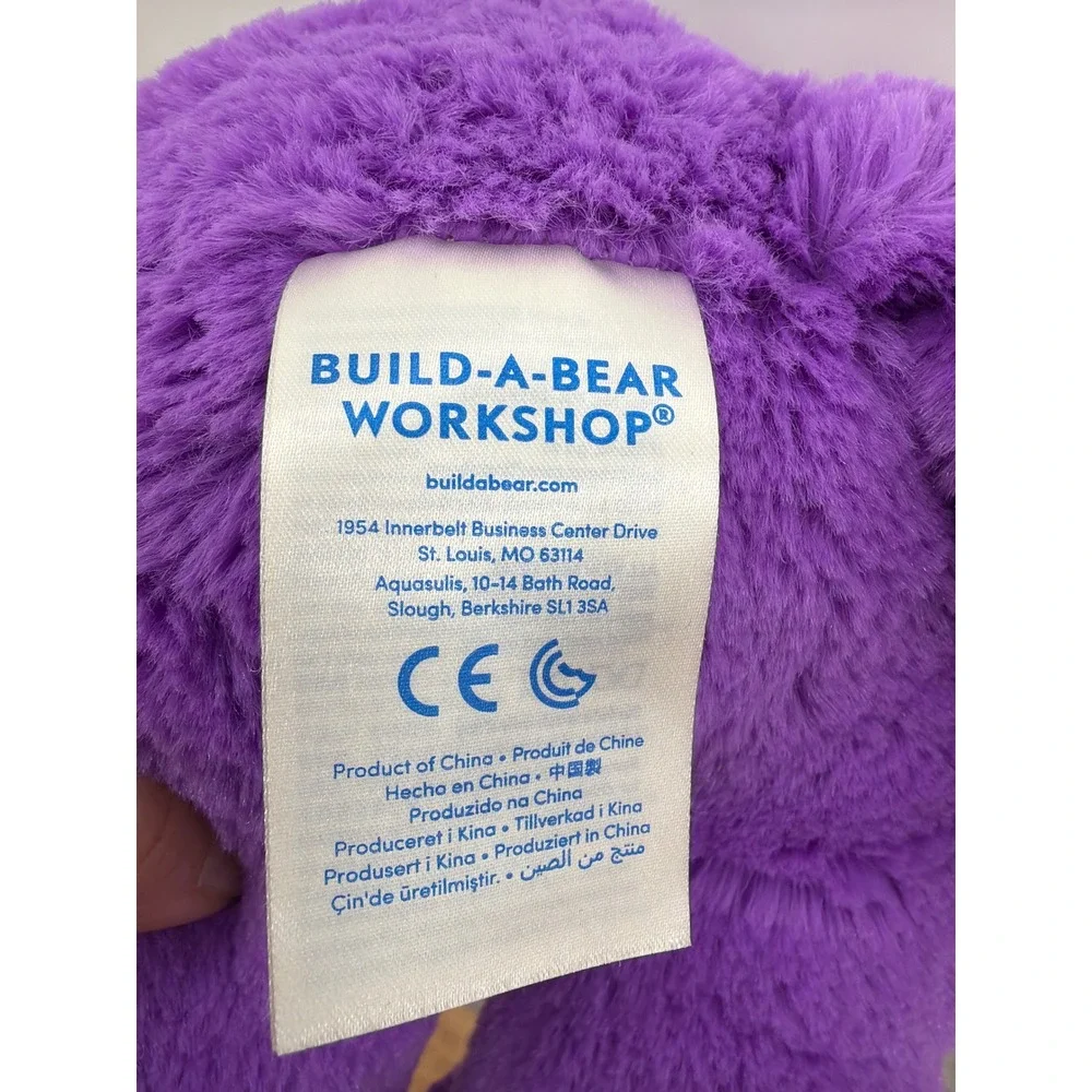 Build-A-Bear Workshop‎ Bright Purple Cat Plush Pink Ears Paw Pads 16 Inch Kitty